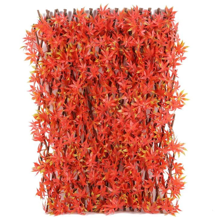 Artificial Fence Screen Leaves Red Maple Extendable Fence